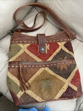 Myra Bay Mahsen Bloom Large Western Canvas Leather Crossbody